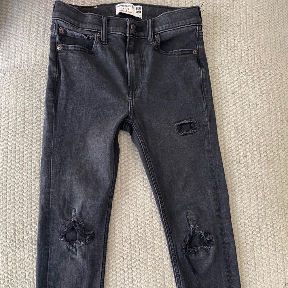 Worn Once Distressed Abercrombie Kids Black Jeans
